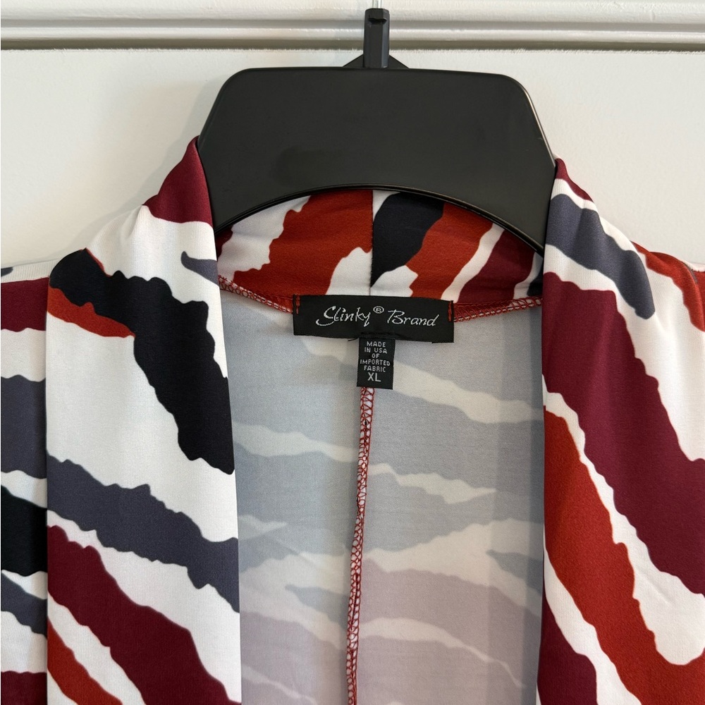 Open Front Multicolor Kimono Cardigan Stripe Abstract Print Women’s Size XL - Picture 4 of 6
